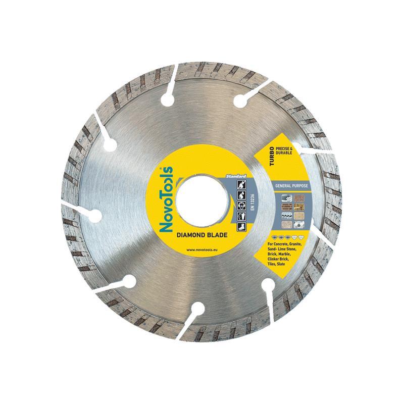 Диск алмазный отрезной NovoTools DBS230/T 230x7x22,2 мм турбо по бетону/камню/кирпичу/граниту (INKRUM00ST230270TW)