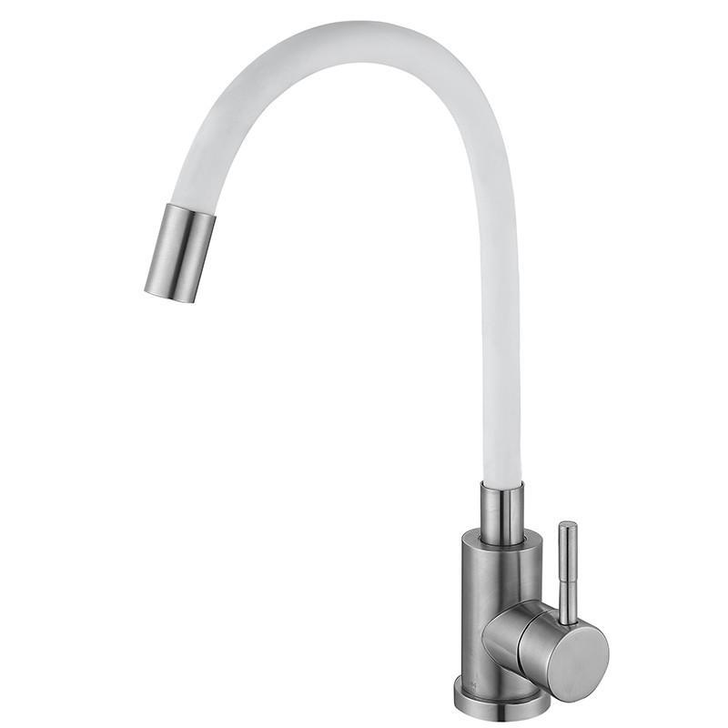 Смеситель для кухни Zerix LUX-011 REFL.WHITE с силиконовым изливом (ZX4877)