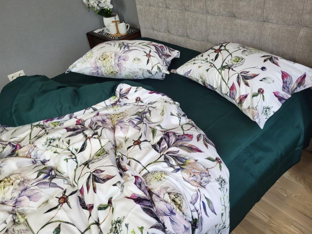 Комплект постельного белья Premium Peonies сатин полуторный на резинке
