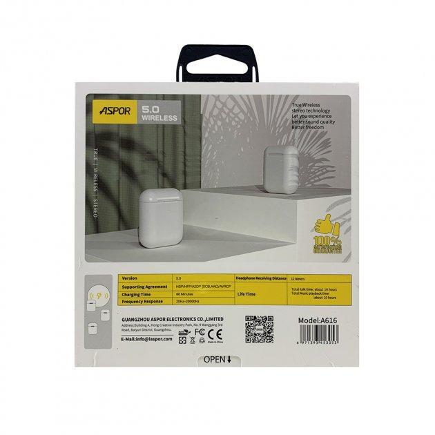 Навушники бездротові Aspor A616 2rd generation Білий (1858272594) - фото 2 Навушники бездротові Aspor A616 2rd generation Білий (1858272594) - фото 2