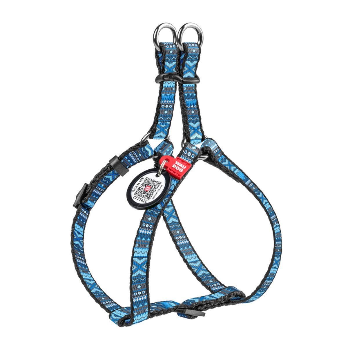 Шлея для собак Waudog Nylon Етно з QR паспортом/пластиковим фастексом 10 мм х 28-40 см Синій (5254 Col) Шлея для собак Waudog Nylon Етно з QR паспортом/пластиковим фастексом 10 мм х 28-40 см Синій (5254 Col)
