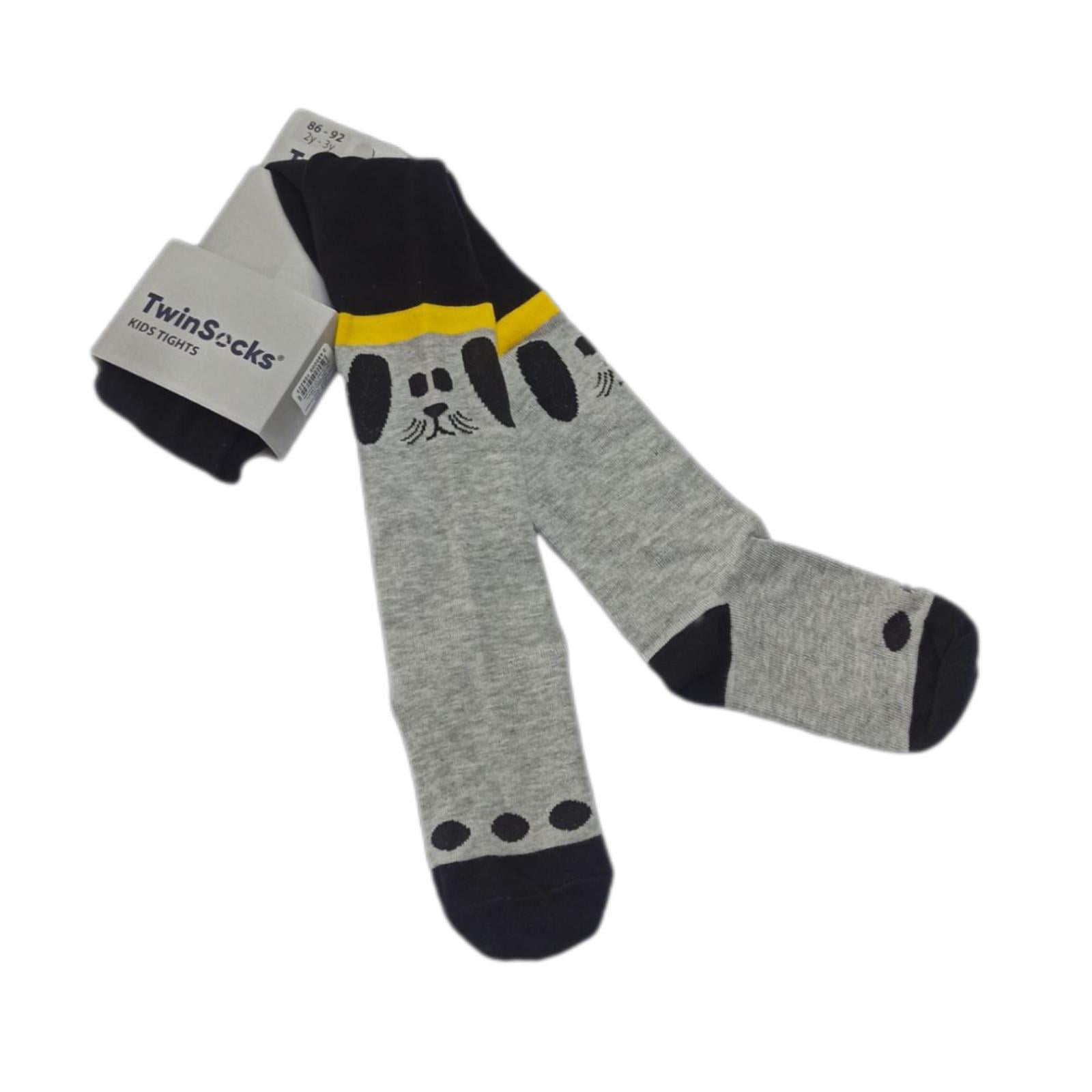Колготки дитячі для хлопчика TwinSocks 310 Собачка р. 16/110-116 Чорний/Сірий меланж (310-ч/с)