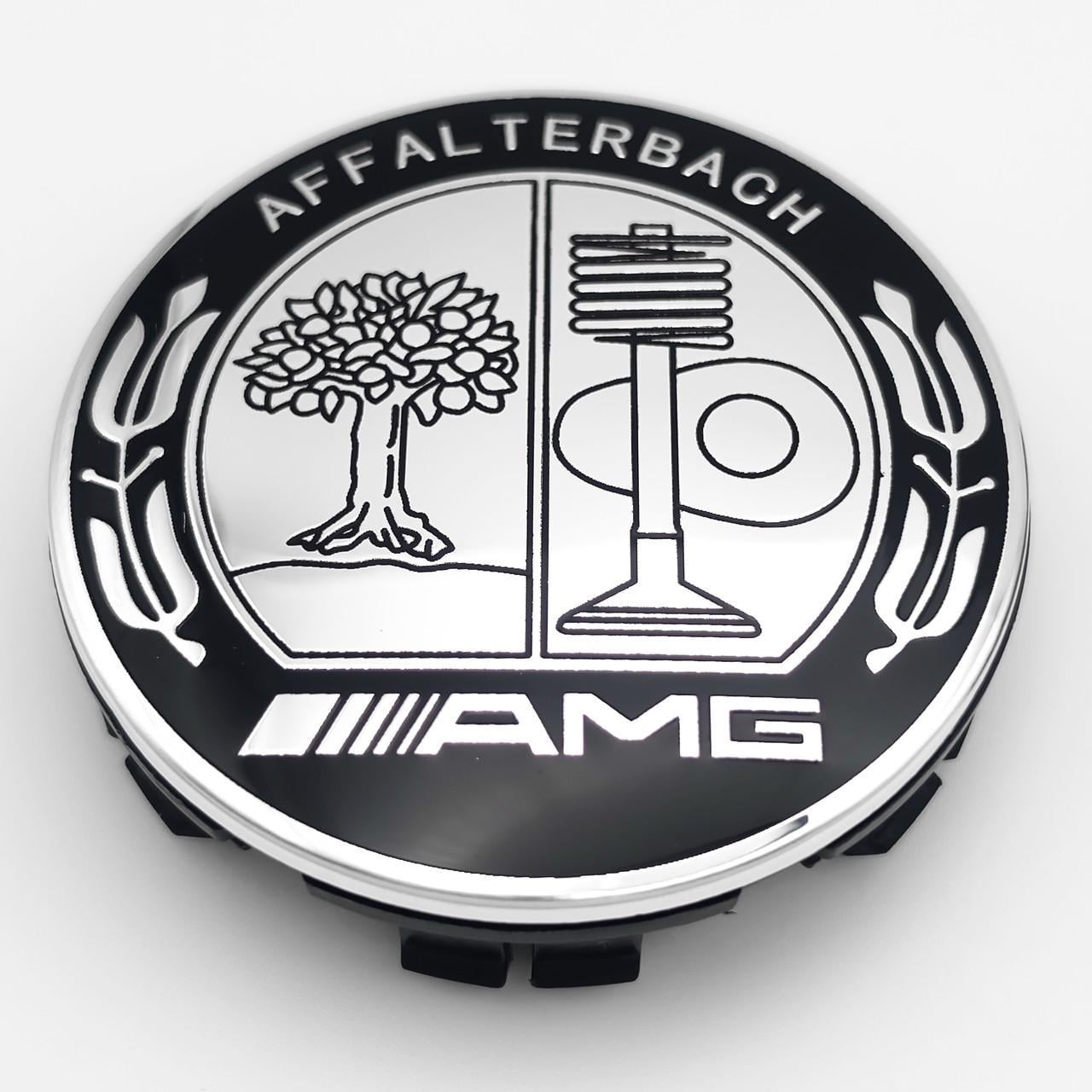 Колпачок заглушка ступицы колеса Mercedes Benz 75 мм тип 3 Хром/Черный Affalterbach (3012487540)