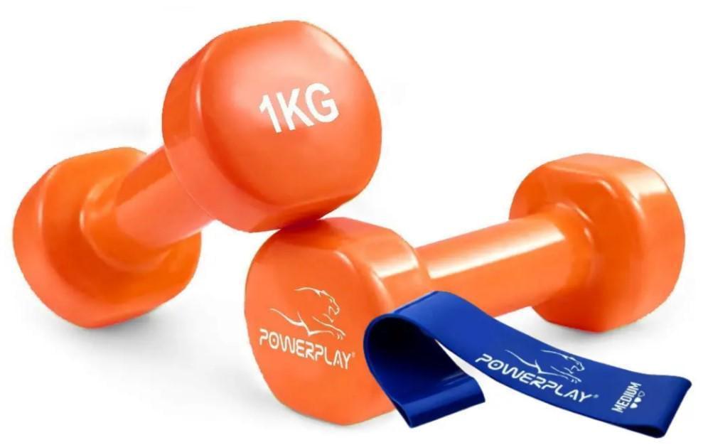 Гантели виниловые PowerPlay PP-4103 1 кг 2 шт. с резинком для фитнеса 7,5 кг Оранжевый (PP_4103_2x1kg) Гантели виниловые PowerPlay PP-4103 1 кг 2 шт. с резинком для фитнеса 7,5 кг Оранжевый (PP_4103_2x1kg)
