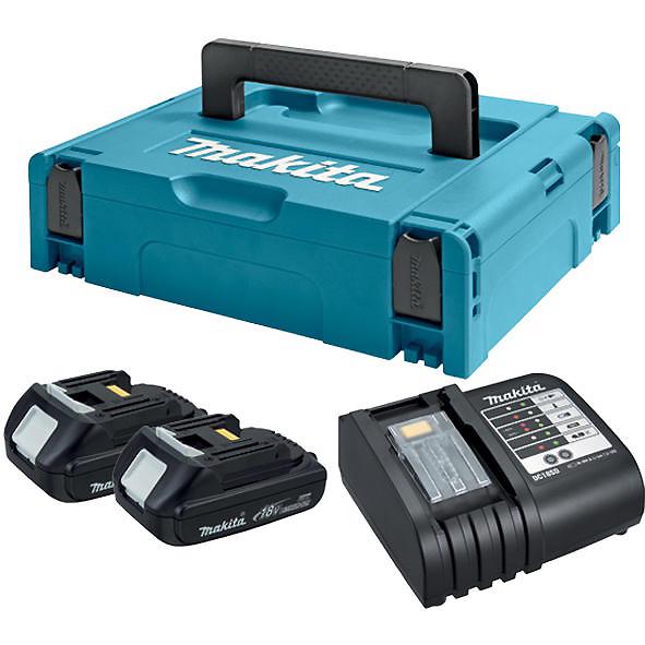 Набор аккумуляторов LXT Makita 197136-5 18 В 1,5 А ч 2 АКБ BL1815N зарядное устройство DC18SD и Makpac кейс (4661)