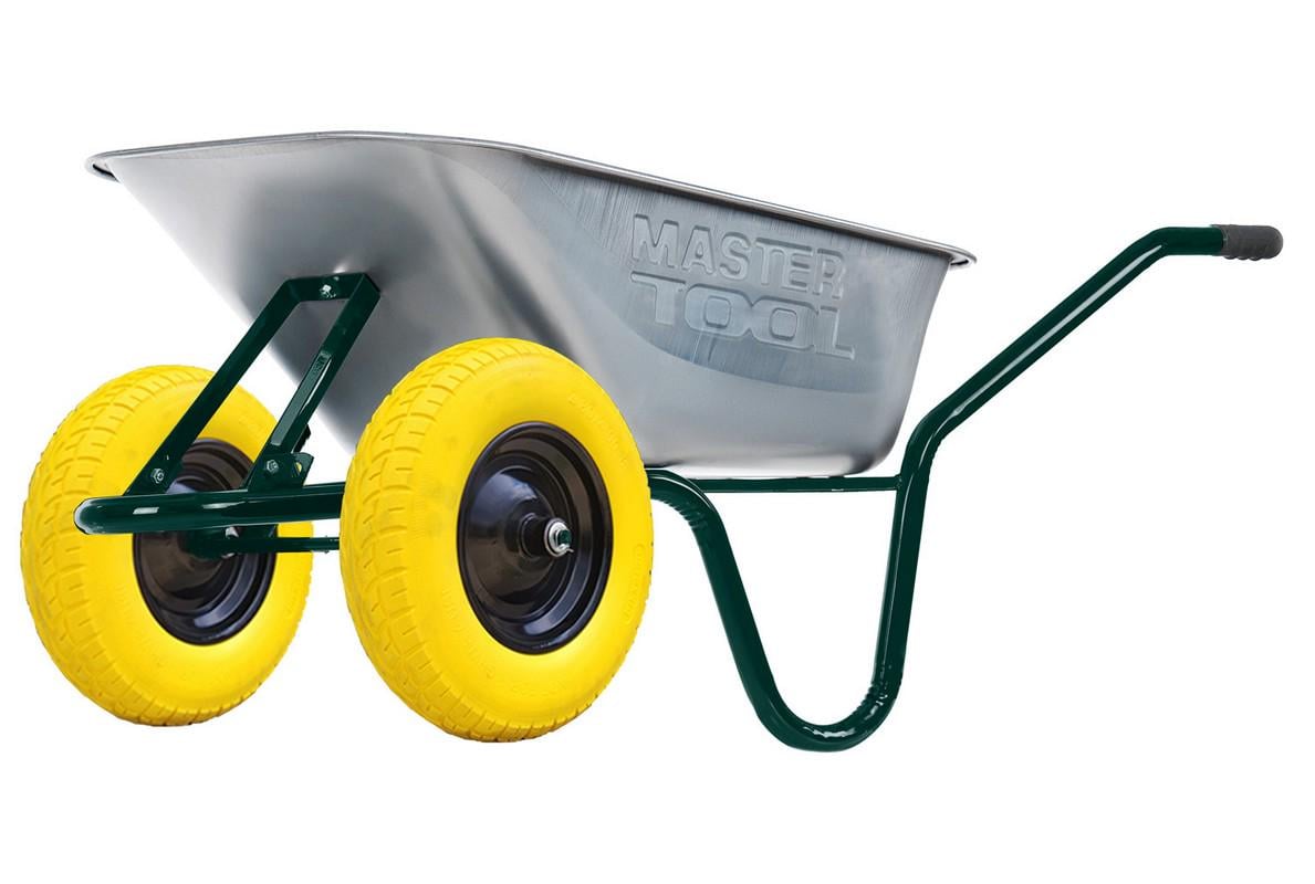 Тачка садово-строительная MasterTool D-12 двухколесная 85 л/200 кг колесо полиуретановое PU 4,0х8/40 см подшипник