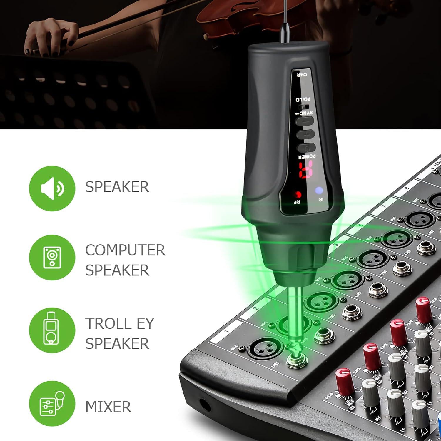 Радіосистема з бездротовим мікрофоном для скрипки та альта Violin & Alto UHF Acemic VT-5 2,4 Ггц (0140) - фото 8 Радіосистема з бездротовим мікрофоном для скрипки та альта Violin & Alto UHF Acemic VT-5 2,4 Ггц (0140) - фото 8