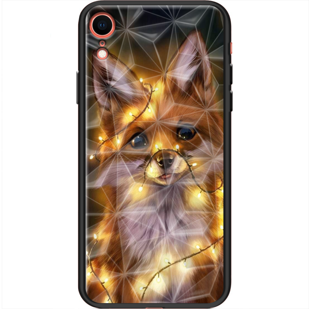 Чехол Boxface iPhone XR Рождественская лиса Черный силикон с призмой (35417-up2399-37859)