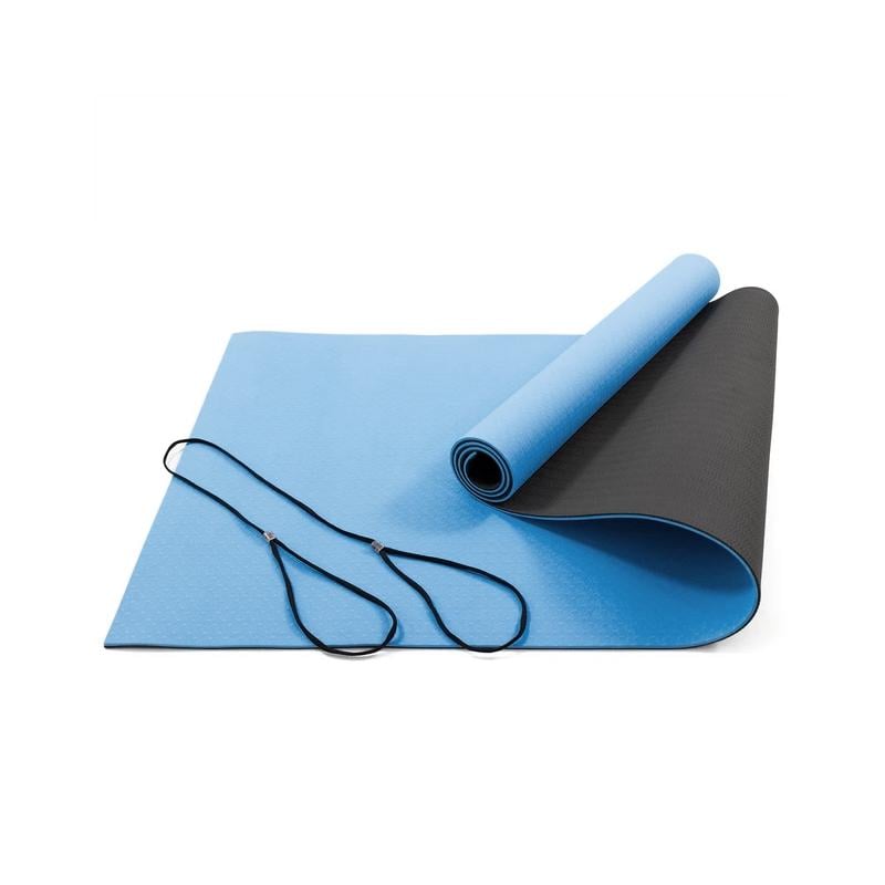Коврик для йоги фитнеса двухсторонний Feel Fit не скользящий 183х61 см 6 мм Голубой-черный Коврик для йоги фитнеса двухсторонний Feel Fit не скользящий 183х61 см 6 мм Голубой-черный