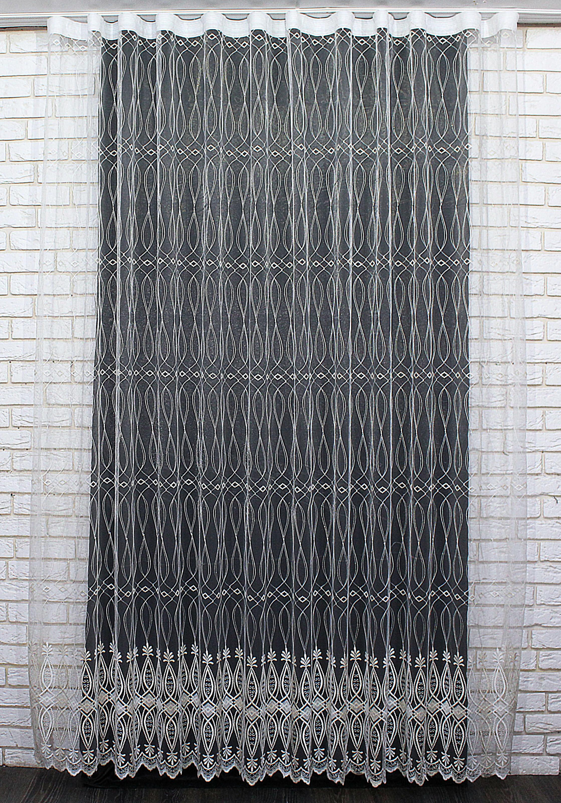 Тюль VR-Textil 954т Bella фатин з вишивкою 300х250 см Кремовый/Золотистый (40-727)