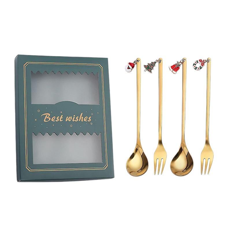 Набор столовых приборов Искренние пожелания в подарочной упаковке ложки 2 шт. и вилки 2 шт. 4 пр. Золотой (OS-102-1489) Набор столовых приборов Искренние пожелания в подарочной упаковке ложки 2 шт. и вилки 2 шт. 4 пр. Золотой (OS-102-1489)