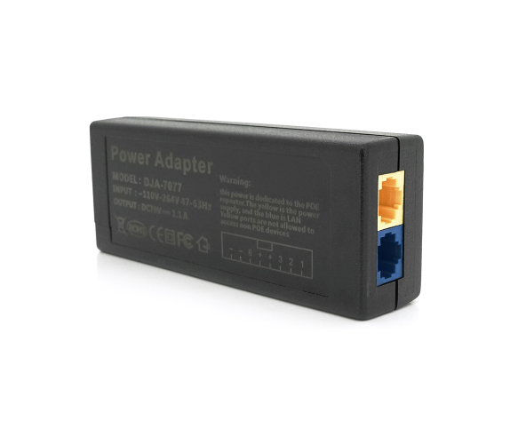 Инжектор на 4 камеры Ritar 70V 1.1A 77W 2xEthernet 100 Mbps AC 110-264V Black (POE70V-4)