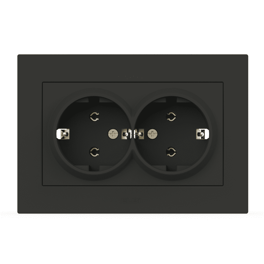 Розетка двойная с заземлением EL-BI VEGA Черный матовый (00000024650)