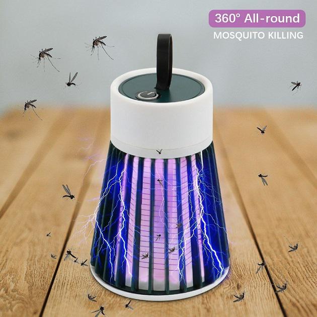 Ловушка-лампа от насекомых Mosquito killing Lamp BG-002 аккумуляторная с LED подсветкой и USB-зарядкой Зеленый - фото 5