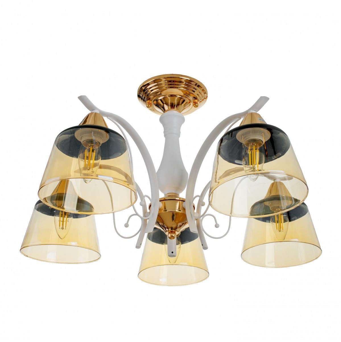 Люстра Brille LK-699S/5 E27 WH/FG на 5 плафонов Белый/Золотой