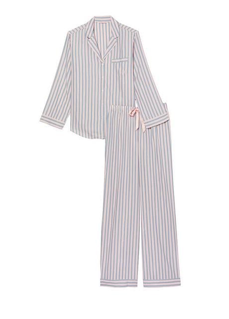 Піжама Victoria's Secret Flannel Long Pajama Set фланелева S Рожевий в смужку (2122429656) - фото 3