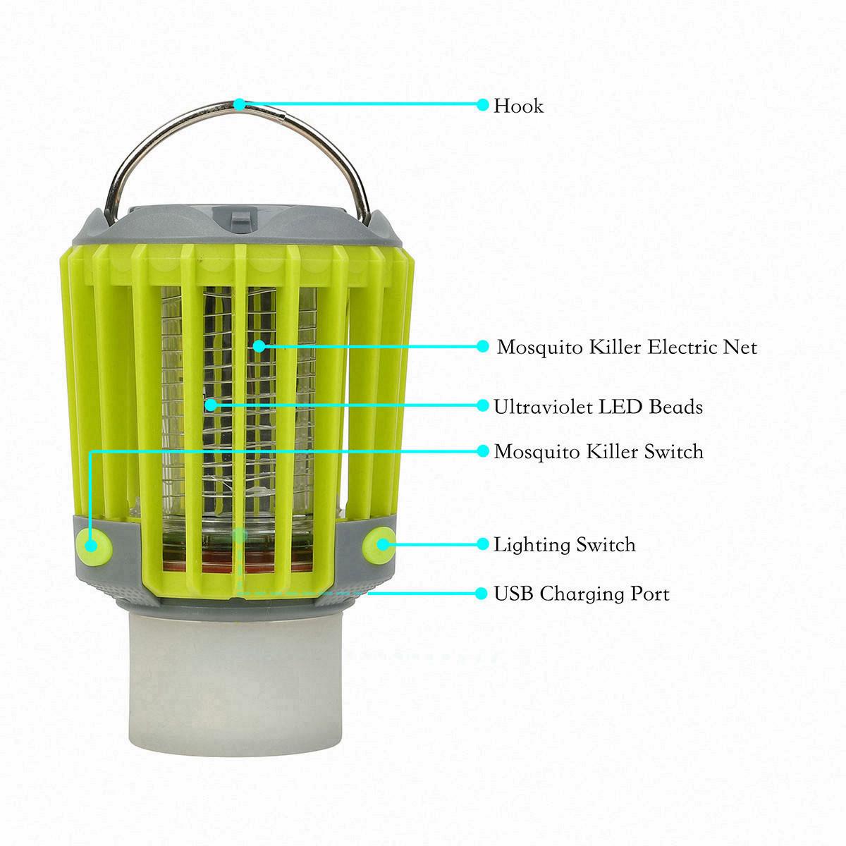 Уничтожитель комаров SUNROZ Killer Lamp M2 IP67 3в1 ловушка для насекомых + фонарь + сигнальная лампа 2200 мА - фото 4 Уничтожитель комаров SUNROZ Killer Lamp M2 IP67 3в1 ловушка для насекомых + фонарь + сигнальная лампа 2200 мА - фото 4
