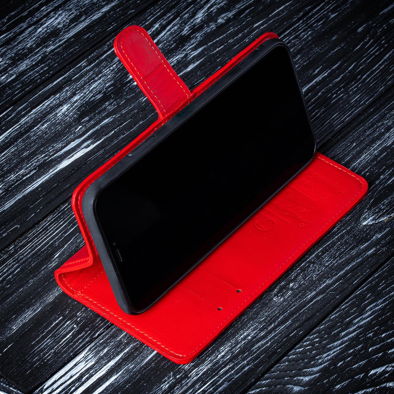 ᐉ Классический кожаный чехол книжка ELITE для iPhone 13 Mini ручной работы,  красный