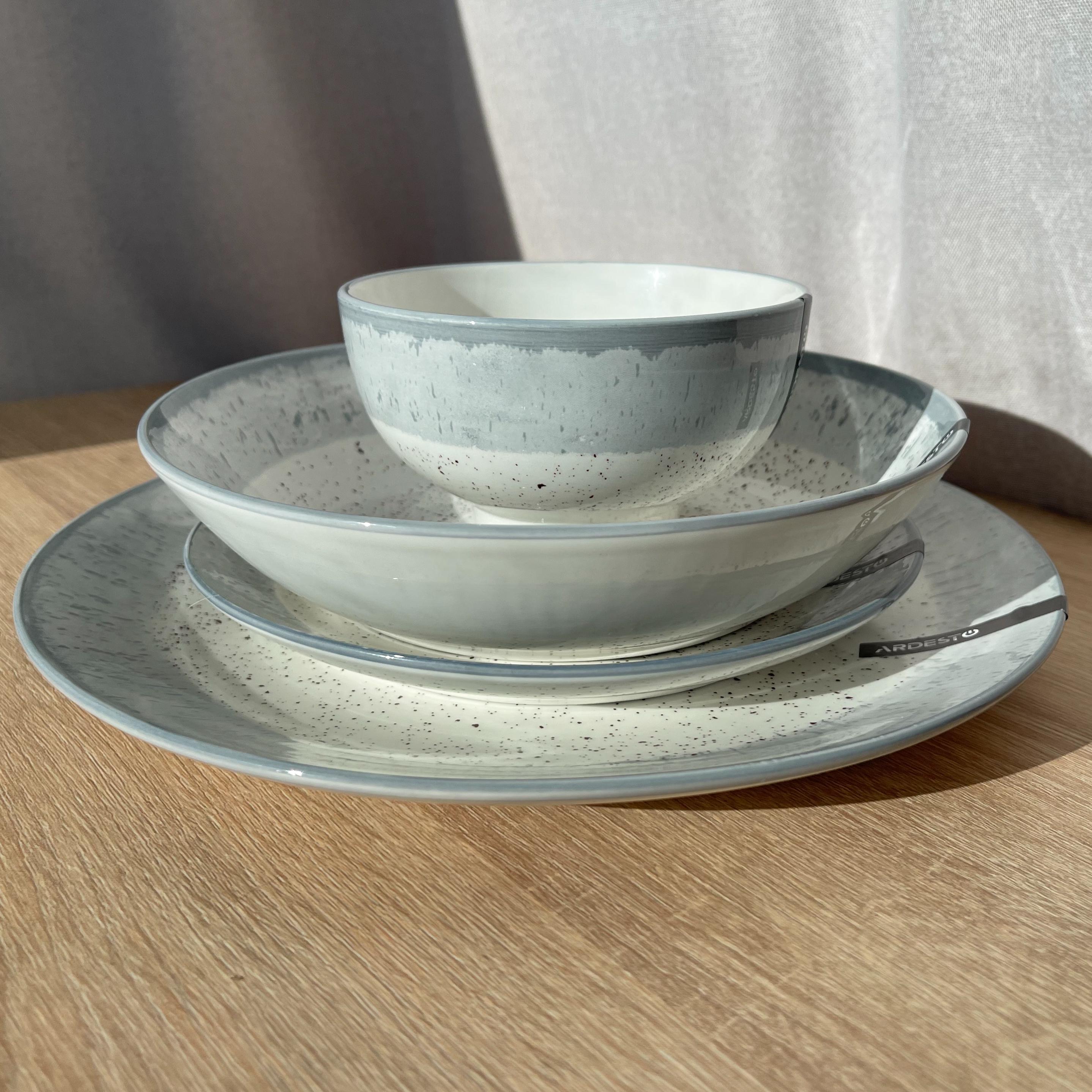 Столовый сервиз Ardesto Siena 4 предмета 1 персона фарфор Бело-серый - фото 6 Столовый сервиз Ardesto Siena 4 предмета 1 персона фарфор Бело-серый - фото 6
