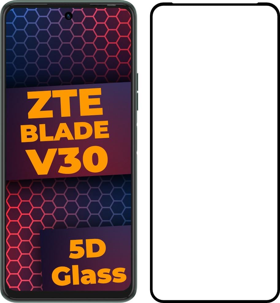 Скло 5D ZTE Blade V30 захисне Full Glue Black (24257)