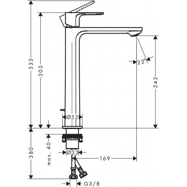 Змішувач для умивальника Hansgrohe 72581000 Rebris E CoolStart з донним клапаном Хром (530458) - фото 2