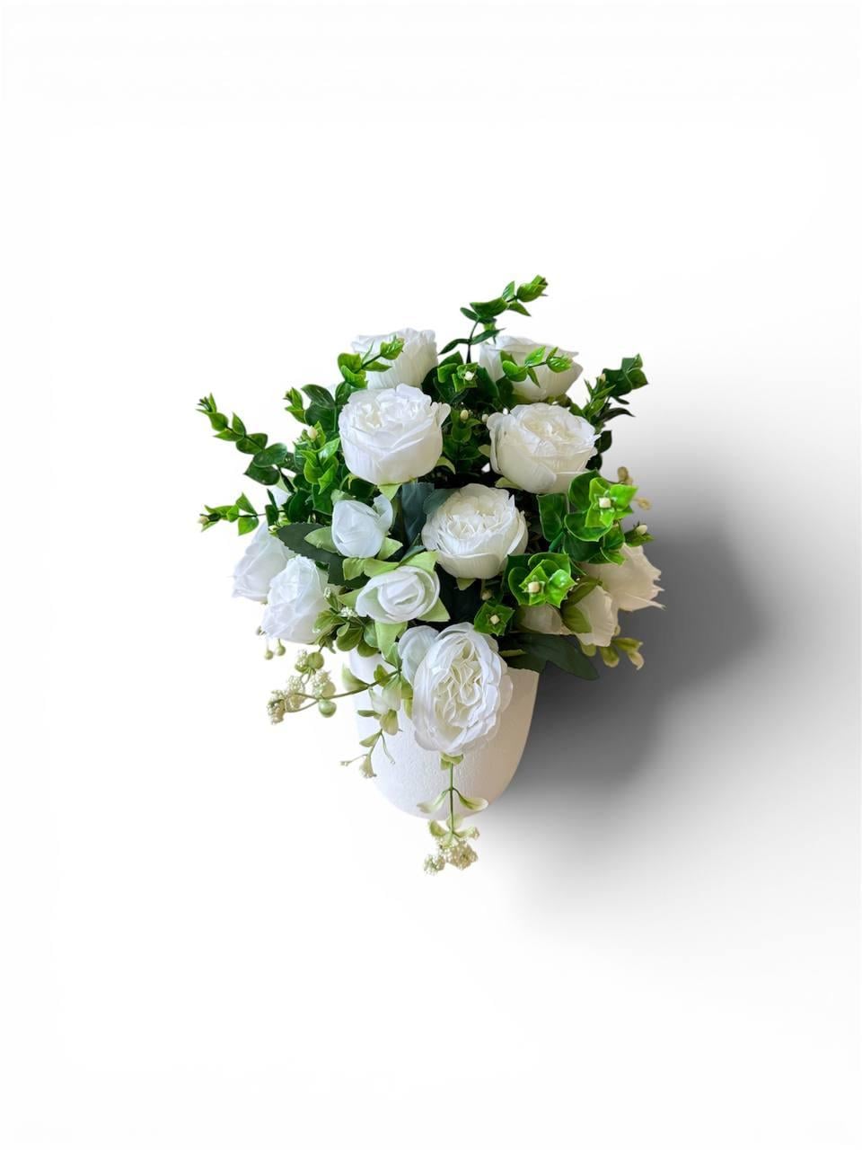 Букет пионов в кашпо ПЛАСТМАКС Белый (R1401)