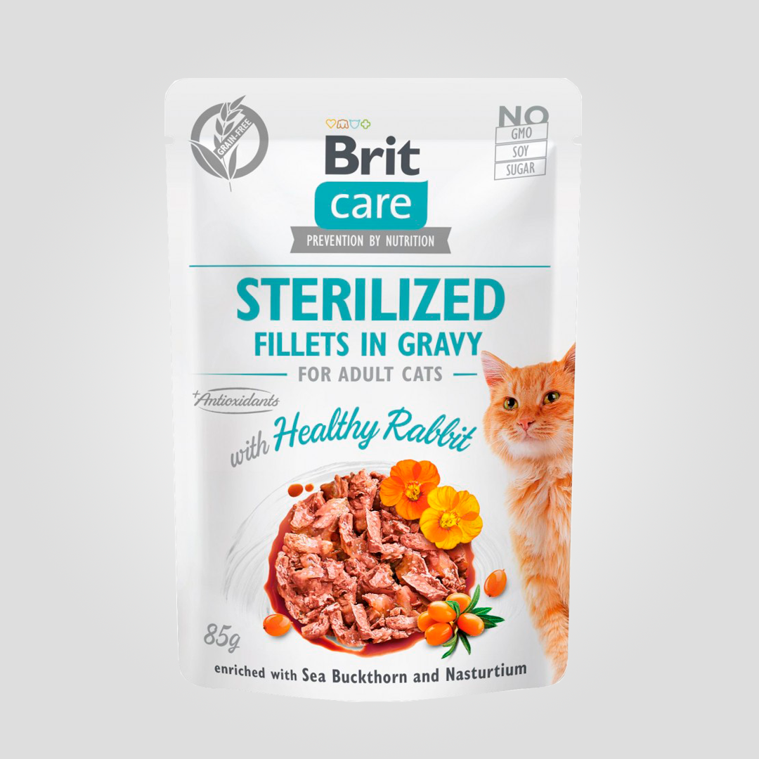 Корм вологий Brit Care Cat Pouch для стерилізованих кішок філе в соусі з кроликом пауч 85 г (20504431)