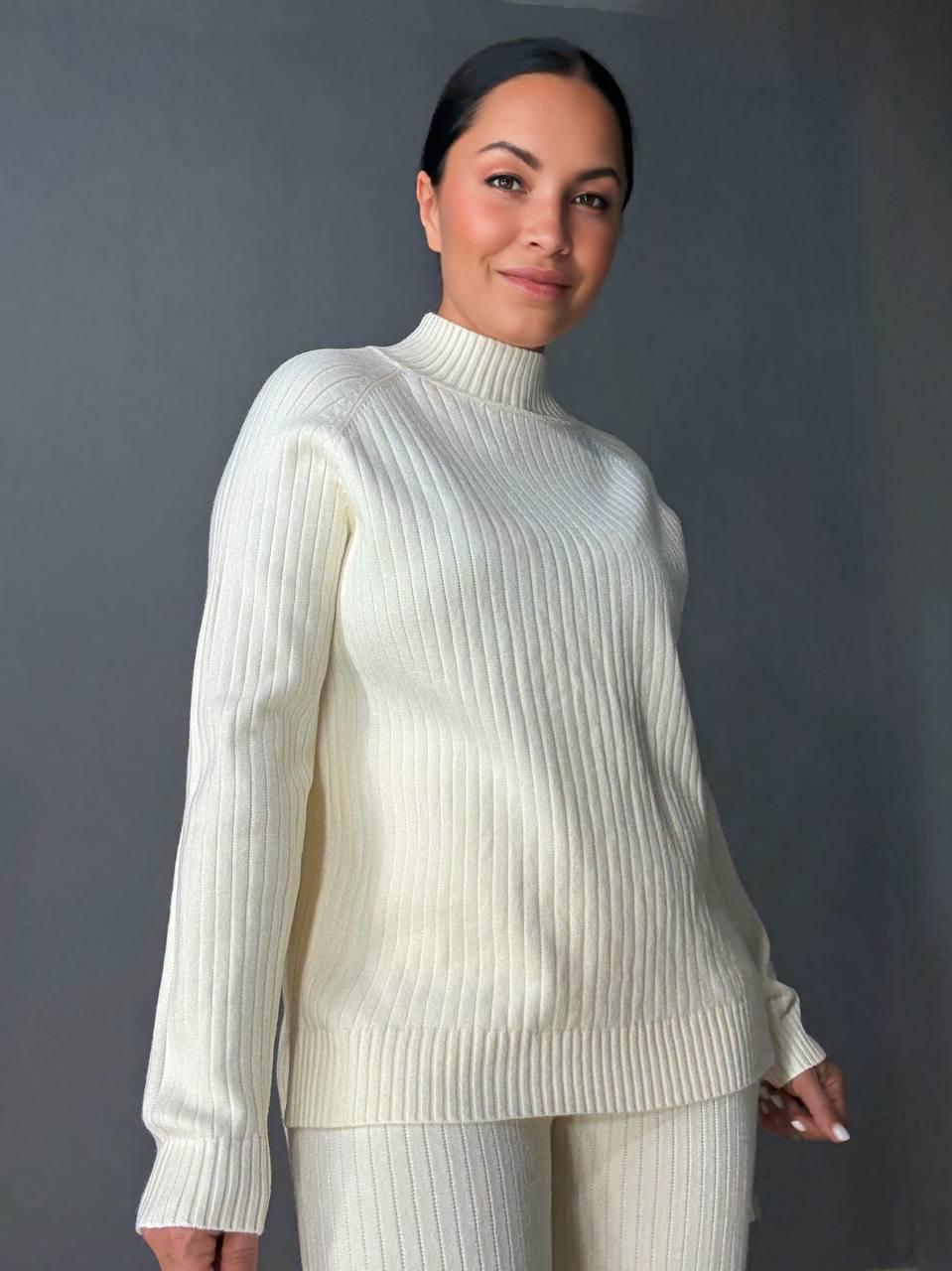 Костюм жіночий ACCORDDREAM 8703-28108 светр з брюками в рубчик в'язаний OS молочний (2958) - фото 6 Костюм жіночий ACCORDDREAM 8703-28108 светр з брюками в рубчик в'язаний OS молочний (2958) - фото 6