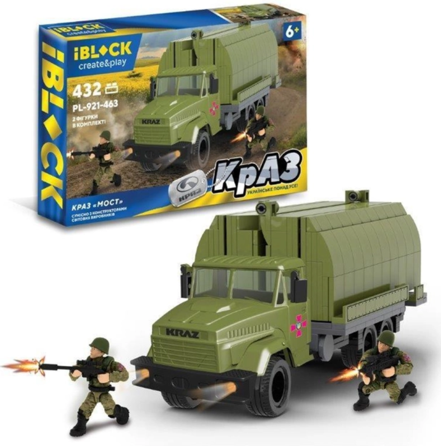Конструктор Iblock Армия КрАЗ МОСТ 432 дет.