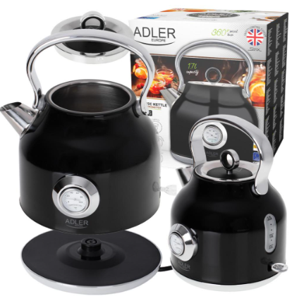 Електрочайник Adler STRIX з термометром нержавіюча сталь 1,7 л 2200 Вт Black (28432304) - фото 6 Електрочайник Adler STRIX з термометром нержавіюча сталь 1,7 л 2200 Вт Black (28432304) - фото 6