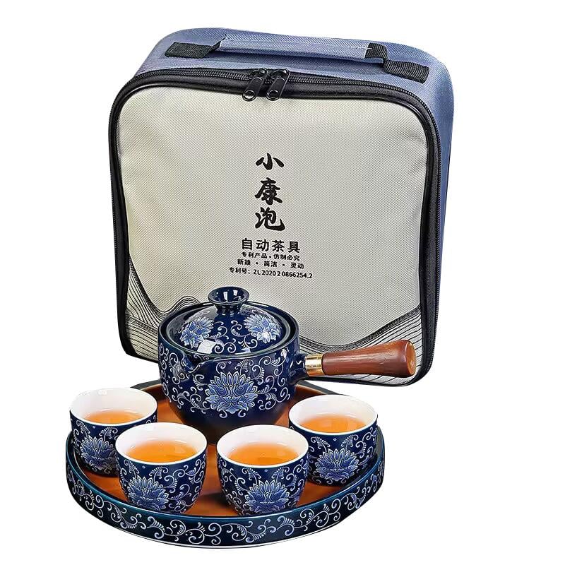 Дорожный набор для чайной церемонии керамический Blue Lotos