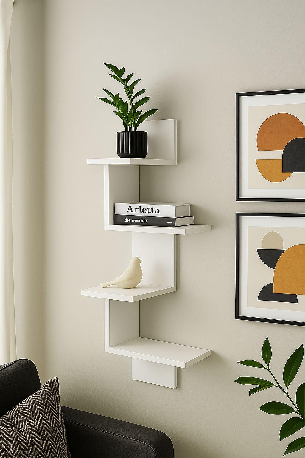 Полка настенная угловая MEBLIBUD P-114 открытая Белый - фото 2