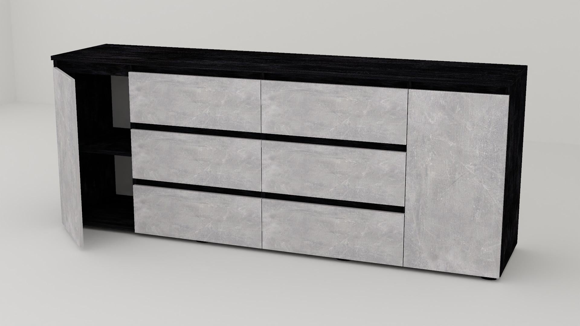 Комод Алекса СН-1331/45 190х45х75 см Индастриал/Бетон темный