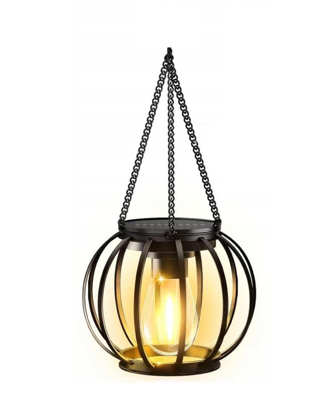 Фонарь-пуль садовая подвесная Тыква металлическая на солнечной батарее Теплая белая (1000-ZB-1020)