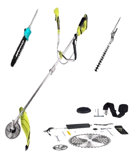 Триммер аккумуляторный бесщеточный ELTOS АТГ-20 2в1 2 АКБ 4 Ач/ЗП/шпуля с леской/косильный нож/насадка кусторез/насадка высотореза (33703022)