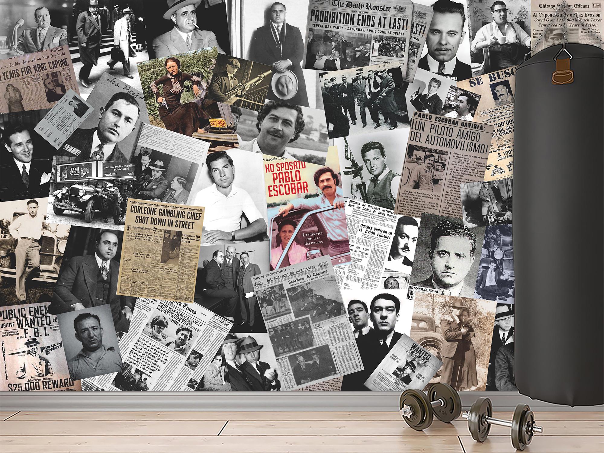 Фотообои флизелиновые Коллаж из постеров гангстеров 230х153 см (SPF-130/3)