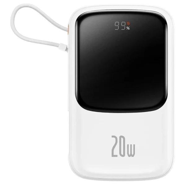 Повербанк BASEUS Qpow Pro 10000 mAh 20W Li-pol со встроенным кабелем White (PPQD060002)