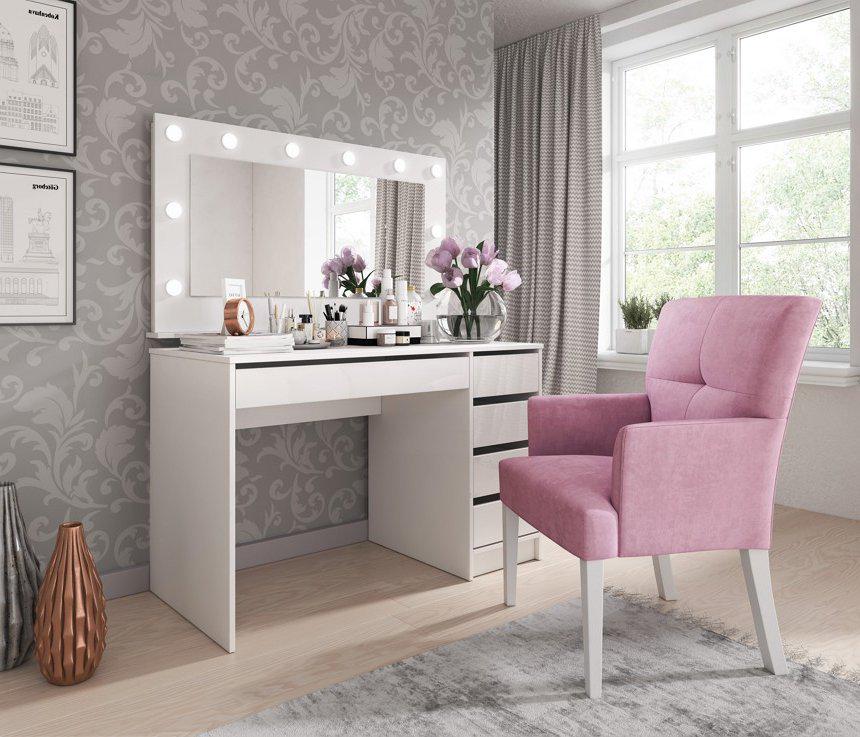 Стіл туалетний Perfect Home Ada 5S/120 з 5 шухлядами Білий глянець (PFH-091306) - фото 6 Стіл туалетний Perfect Home Ada 5S/120 з 5 шухлядами Білий глянець (PFH-091306) - фото 6