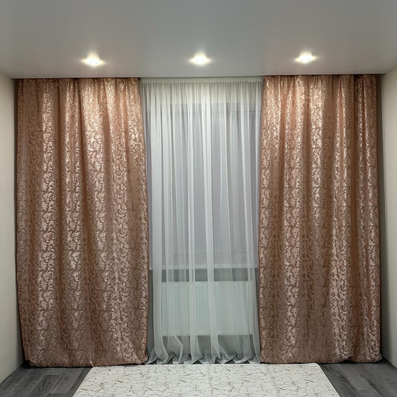 Шторы Севилья жаккардовые 1,5х2,7 м 2 шт. Пудровый - фото 1 Шторы Севилья жаккардовые 1,5х2,7 м 2 шт. Пудровый - фото 1