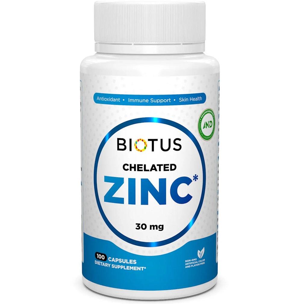 Мікроелемент Цинк Biotus Chelated Zinc 30 mg 100 Caps BIO-530357