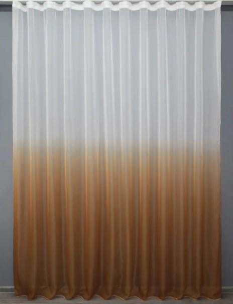 Тюль в гостиную шифон Белый/Светло-коричневый (1390т)
