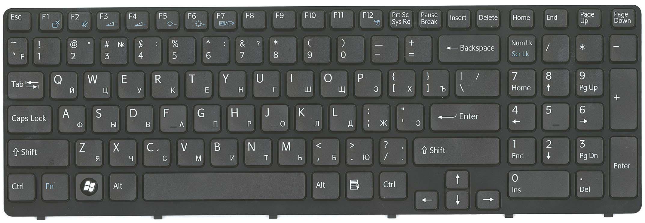 Клавиатура для ноутбука Sony Vaio SVE15/SVE1511V1R Black Frame Black