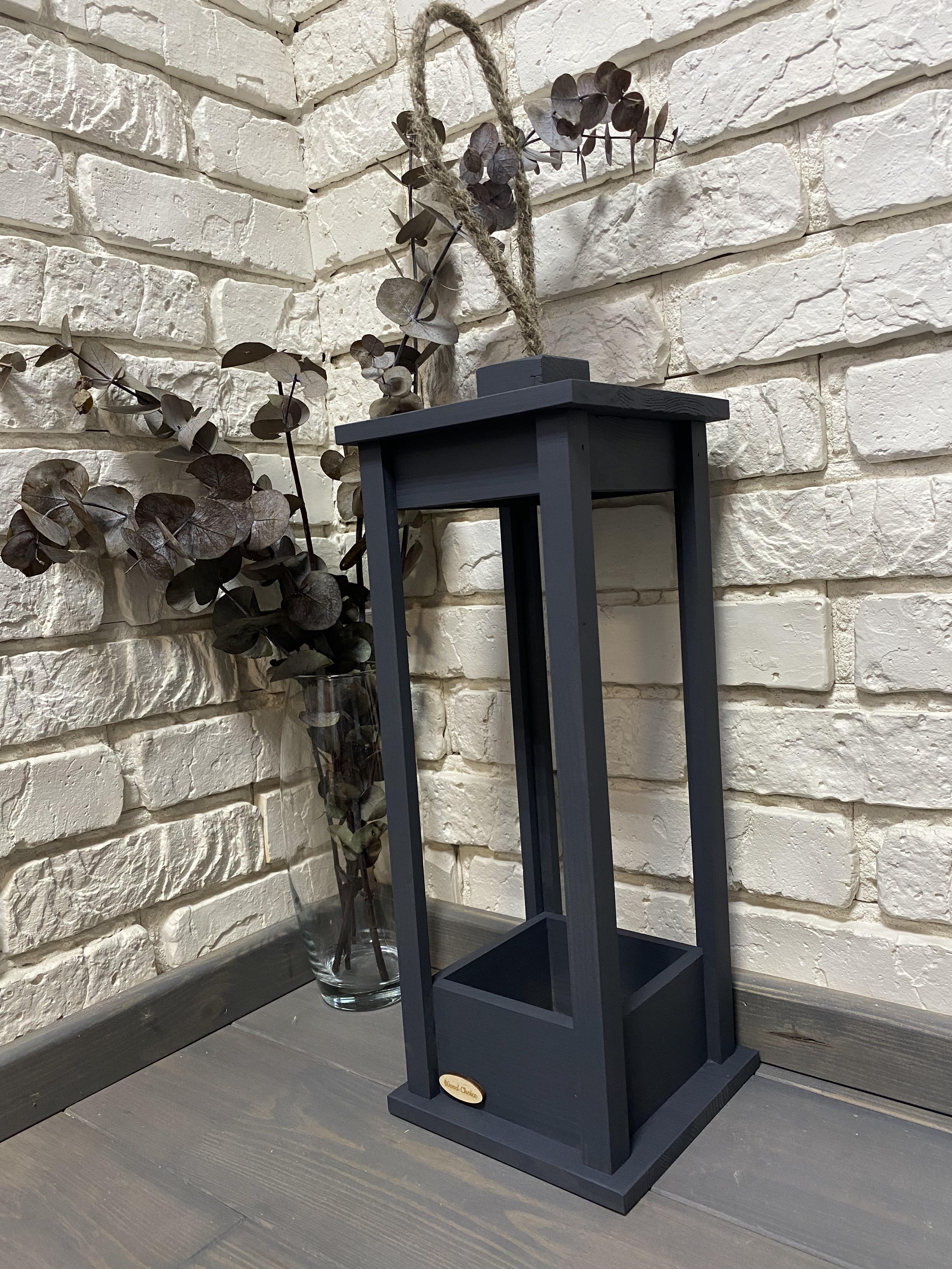 Подсвечник деревянный Wood Choice Фонарь 17х17х45 Серый