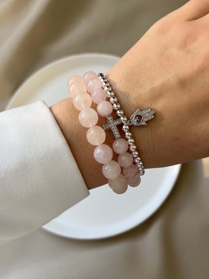 Браслеты из камней розового кварца (4910)