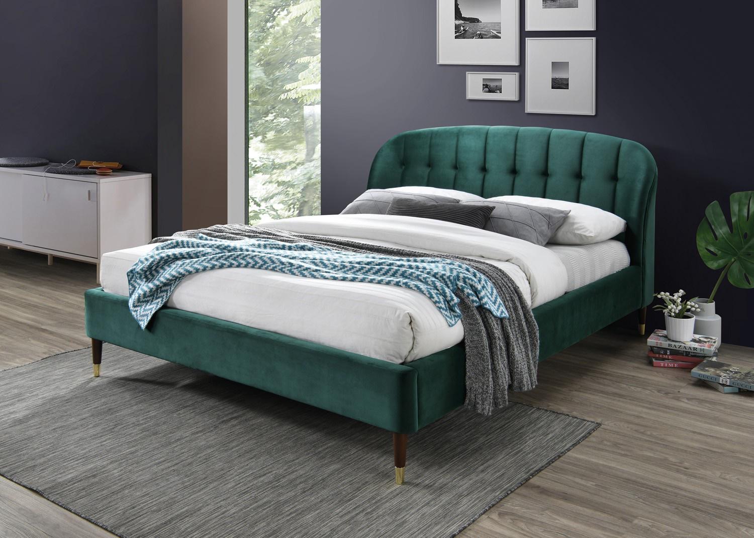 Двуспальная кровать Signal Liguria Velvet 160х200 Зеленый