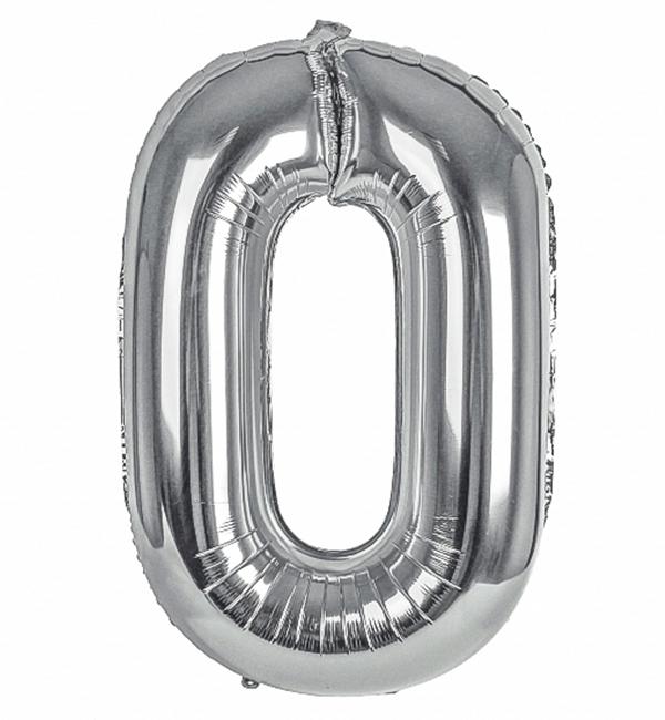 Шарик Цифра "0" 1 м Серебреный