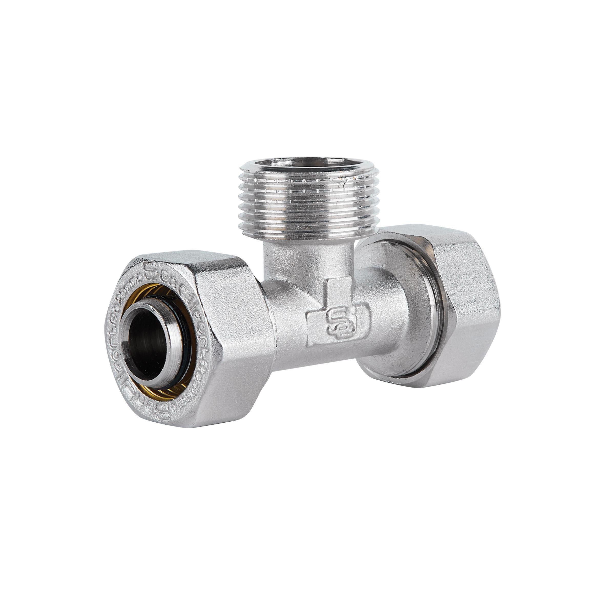 Трійник латунний Thermo Alliance Standart 20х3/4"Зх20 нікельований для металопластикових труб (SD160W202020)