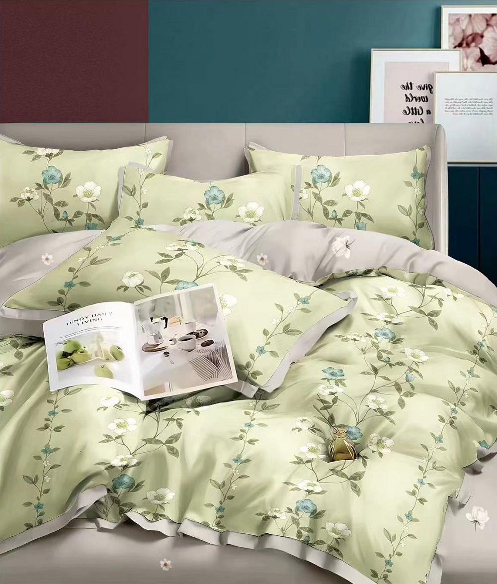 Комплект постільної білизни Soho Євро Elle 200x230 см Flower Olive Grey (UG-A130211)