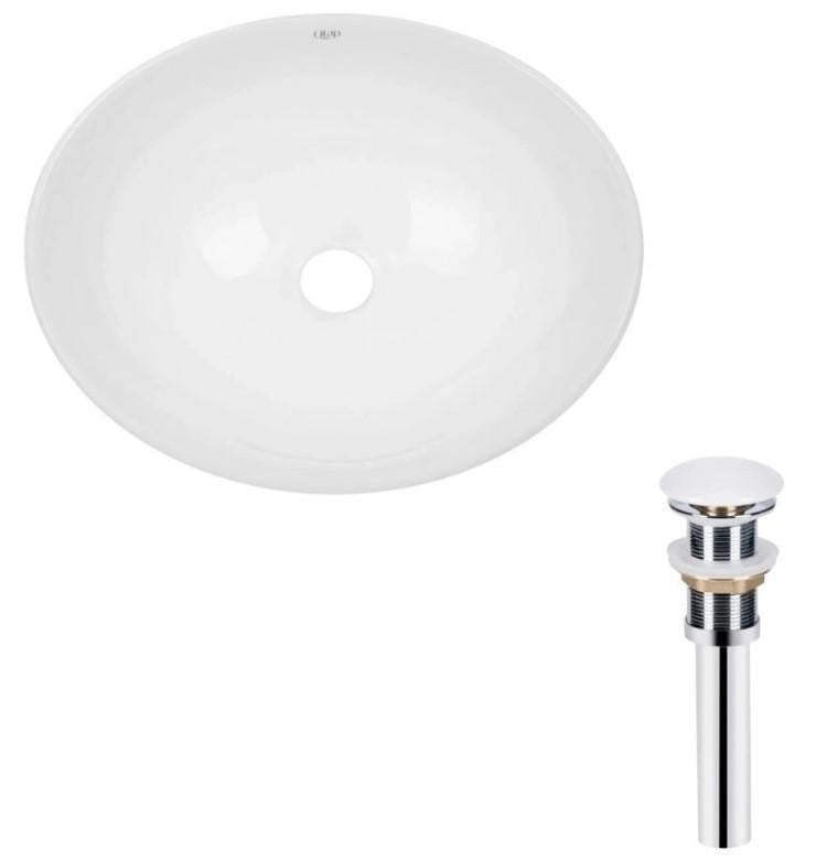 Раковина накладная овальная Qtap Dove 415x340x140 мм с донным клапаном PU02 White (QT06113078WN47308)