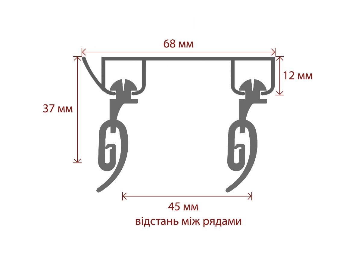 Потолочный карниз Quadrum DS двойной усиленный алюминиевый 250 см Белый - фото 2